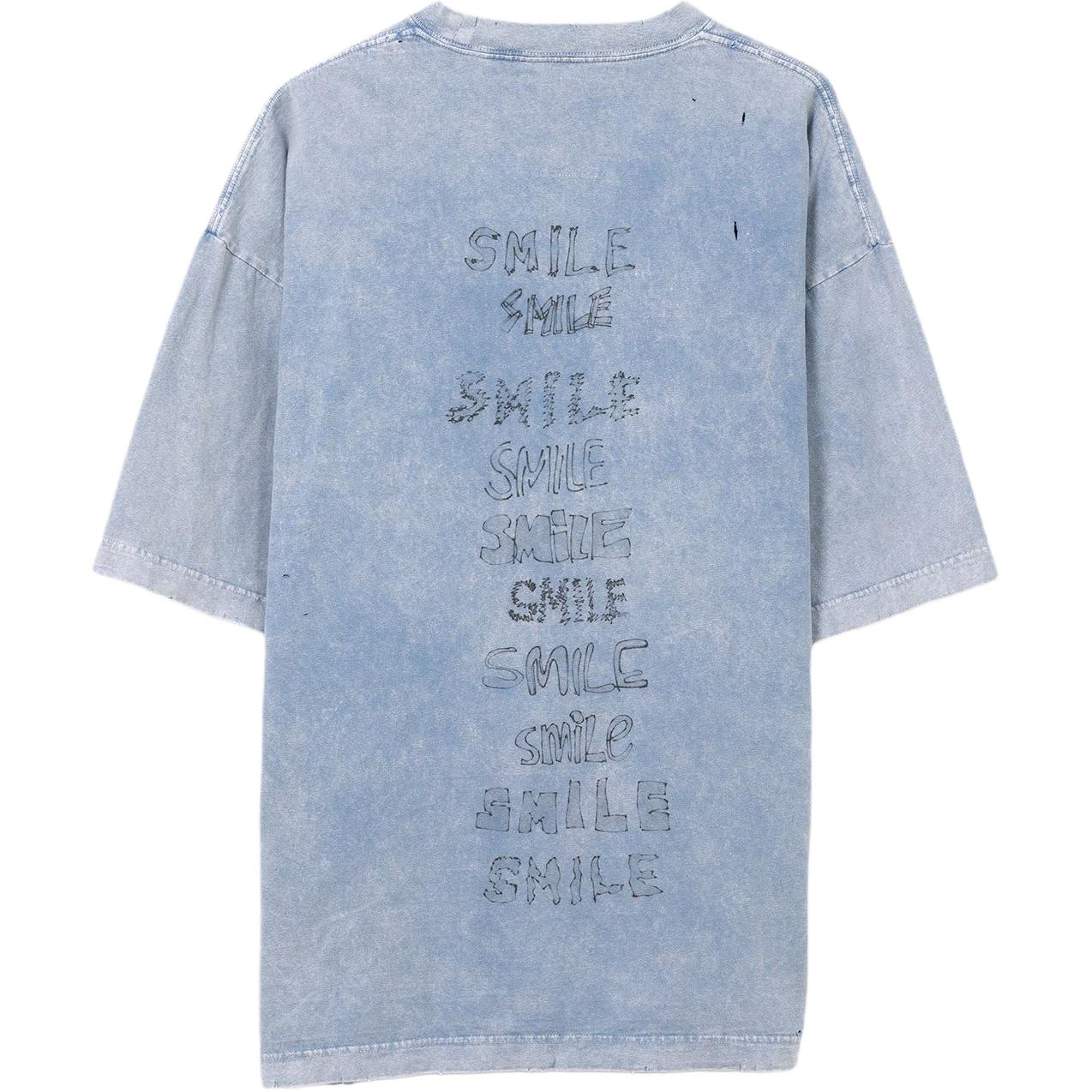 Maison Mihara Yasuhiro SS25 Smile Logo Print Oversized Blue T-Shirt Men. A14TS622-BLUE 圖 3