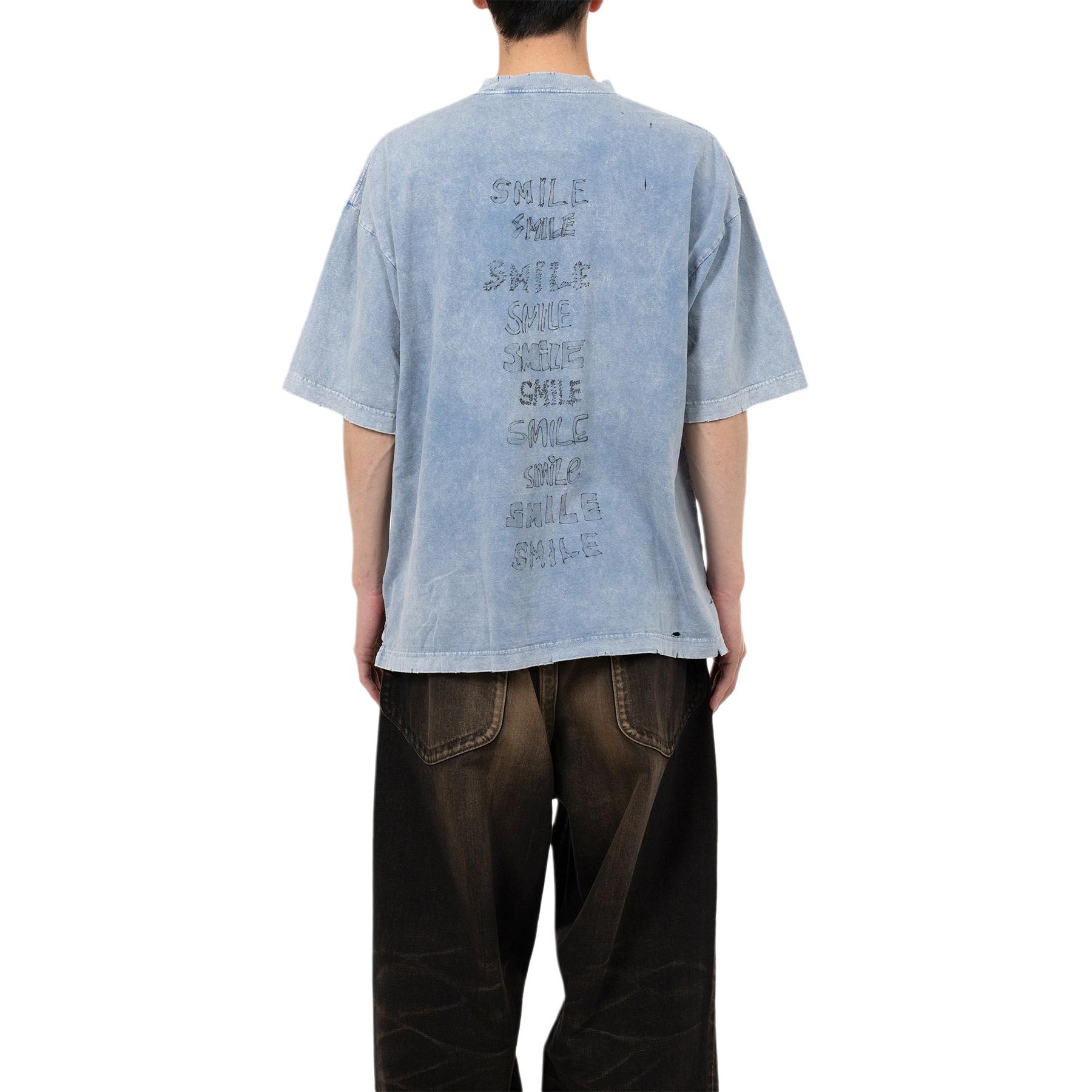 Maison Mihara Yasuhiro SS25 Smile Logo Print Oversized Blue T-Shirt Men. A14TS622-BLUE 圖 5