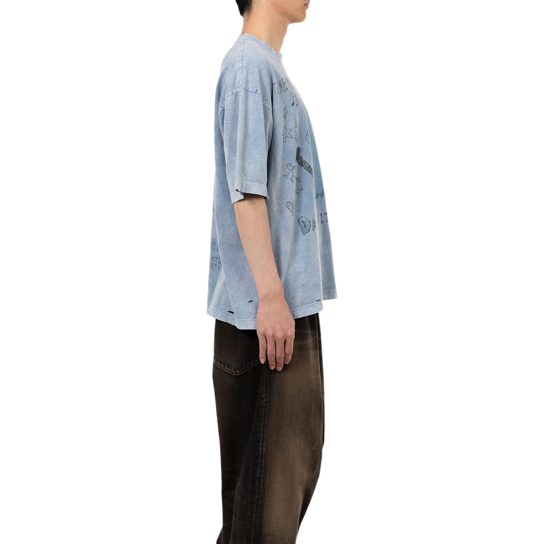 Maison Mihara Yasuhiro SS25 Smile Logo Print Oversized Blue T-Shirt Men. A14TS622-BLUE 圖 6