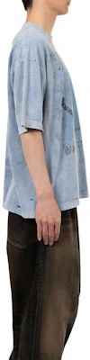 Maison Mihara Yasuhiro SS25 微笑Logo印花藍色寬鬆版T恤 男款 A14TS622-BLUE Details for Maison Mihara Yasuhiro SS25 微笑Logo印花藍色寬鬆版T恤 男款 A14TS622-BLUE