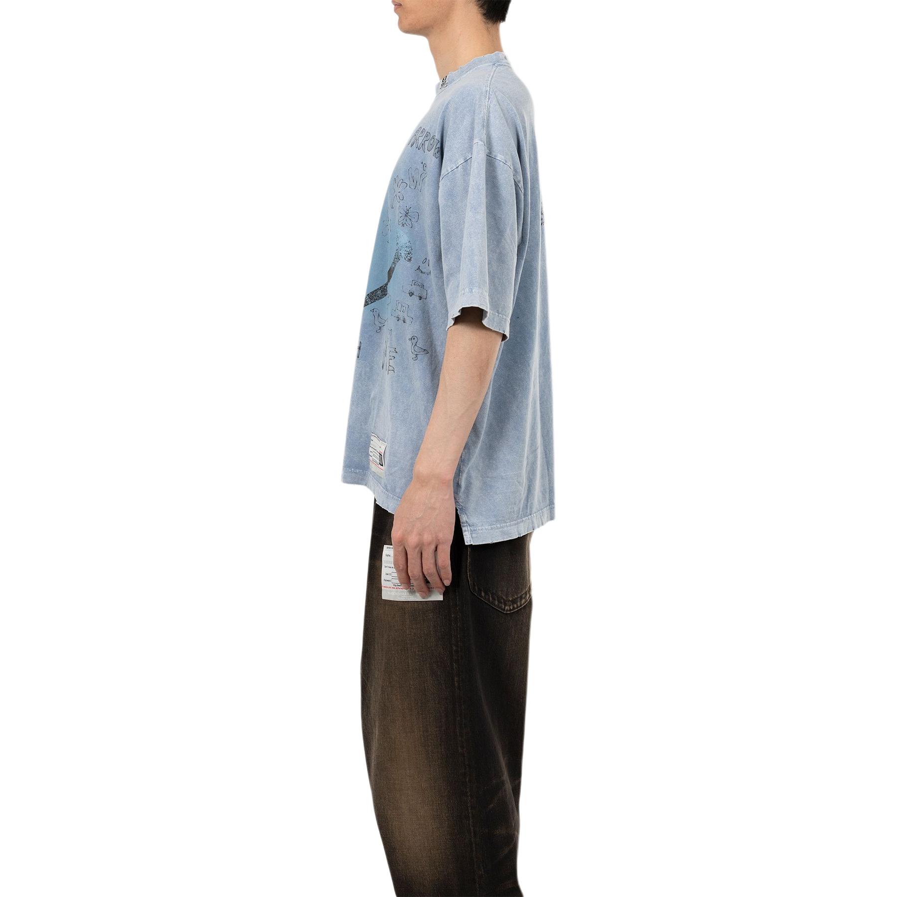 Maison Mihara Yasuhiro SS25 Smile Logo Print Oversized Blue T-Shirt Men. A14TS622-BLUE 圖 7