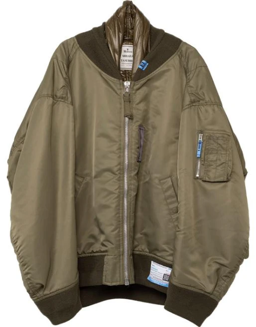 maison-mihara-yasuhiro-stole-combined-ma-1-loose-v-neck-zipper-jacket-khaki-mens-a11-bl-051-khaki