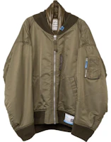 Maison Mihara Yasuhiro Stole Combined MA-1 Loose V-Neck Zipper Jacket Khaki Mens A11BL051-KHAKI Maison Mihara Yasuhiro Stole Combined MA-1 Loose V-Neck Zipper Jacket Khaki Mens A11BL051-KHAKI