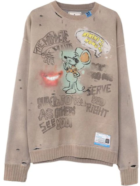 maison-mihara-yasuhiro-vintage-like-cartoon-letter-print-crewneck-sweatshirt-beige-men-a11-po-593-beige