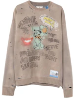 Maison Mihara Yasuhiro Vintage-Like Cartoon Letter Print Crewneck Sweatshirt Beige Men A11PO593-BEIGE Maison Mihara Yasuhiro Vintage-Like Cartoon Letter Print Crewneck Sweatshirt Beige Men A11PO593-BEIGE