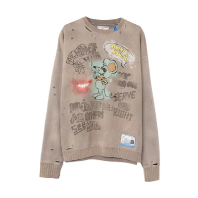 Maison Mihara Yasuhiro White Distressed Hoodie with Letter Print G12HD055-WHITE