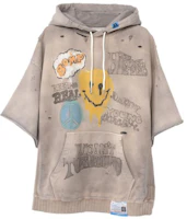 Maison Mihara Yasuhiro Vintage Smile Logo Short Sleeve Hoodie Beige A11HD592-BEIGE Maison Mihara Yasuhiro Vintage Smile Logo Short Sleeve Hoodie Beige A11HD592-BEIGE