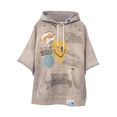 Maison Mihara Yasuhiro Vintage-Like Cartoon Letter Print Crewneck Sweatshirt Beige Men A11PO593-BEIGE