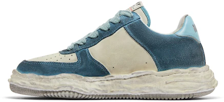 Lookbook Maison Mihara Yasuhiro Wayne OG Suola Bassa in Pelle ''Blu Bianco'' Distressed A10FW710BLUEWHITE