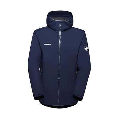MAMMUT Outdoor Waterproof Windproof Blue Hooded Jacket with Letter Print. 1010-27841