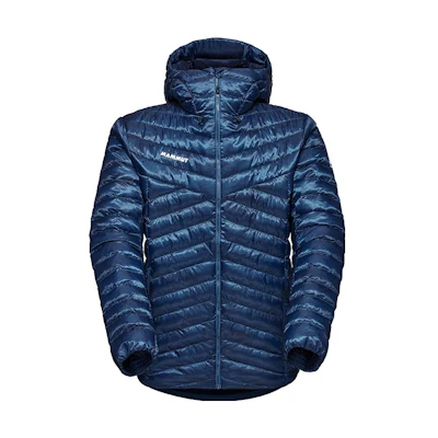 MAMMUT Albula Letter Print Hoodie Puffer Jacket Deep Ice Blue-Navy. 1013-02940