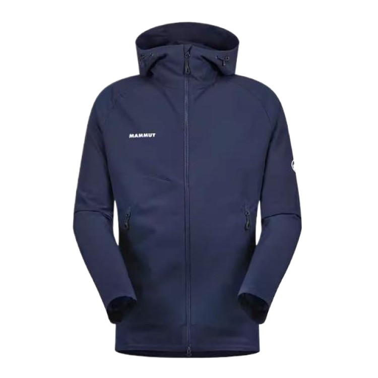 Mammut Glacier Blue Hoodie Jacket with Letter Logo and Full Zip 1014-04250-50589