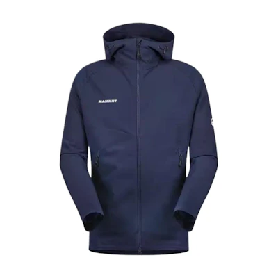 Mammut Glacier Blue Hoodie Jacket with Letter Logo and Full Zip 1014-04250-50589