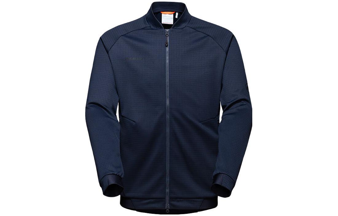 Mammut Logo Breathable Baseball Collar Fleece Jacket - Deep Sea Blue 1014-03430