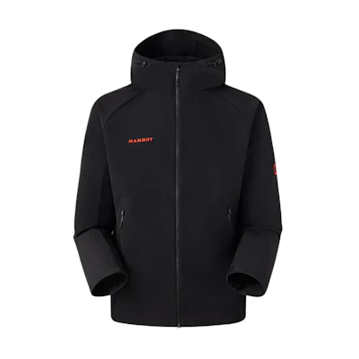 MAMMUT Macun 2.0 Softshell Hooded Jacket Windproof Water-Repellent Black. 1011-02420