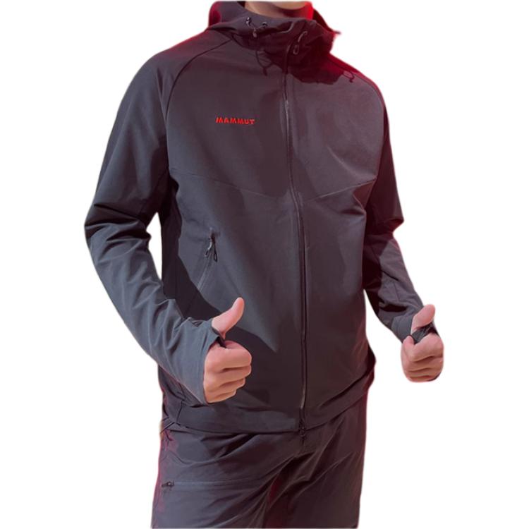 Details for Chaqueta Softshell MAMMUT Macun 2.0 Cortaviento e Impermeable Negra con Capucha. 1011-02420