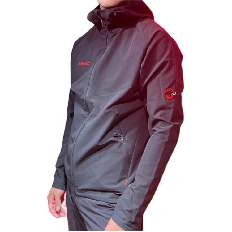 Sizing Chaqueta Softshell MAMMUT Macun 2.0 Cortaviento e Impermeable Negra con Capucha. 1011-02420