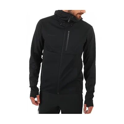 Mammut Ultimate VII Black Zip-Up Hoodie Jacket with Logo Patch 101101800-0001