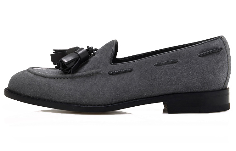 Manolo Blahnik Kid Suede Tassel Loafer 'Grey Black'
