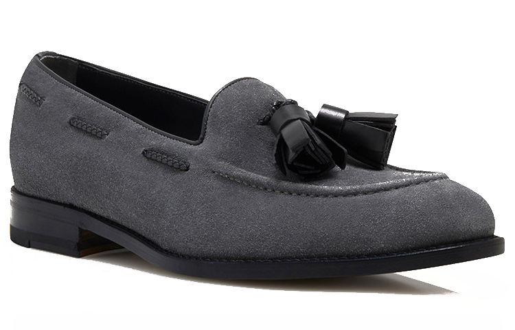 Manolo Blahnik Kid Suede Tassel Loafer 'Grey Black' 圖 2