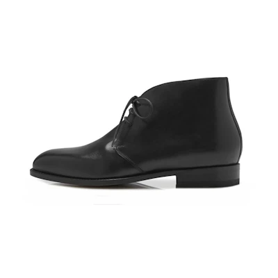 Manolo Blahnik Lace-Up Calfskin Ankle Boots 'Black'