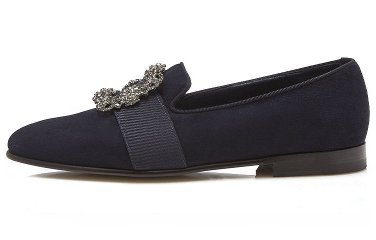 Manolo Blahnik Loafer 'Navy Gem Buckle' 318-0535-0005