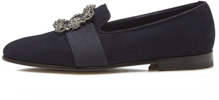 Manolo Blahnik Loafer 'Navy Gem Buckle' 318-0535-0005 Manolo Blahnik Loafer 'Navy Gem Buckle' 318-0535-0005