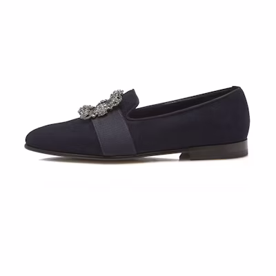 Manolo Blahnik Loafer 'Navy Gem Buckle'
