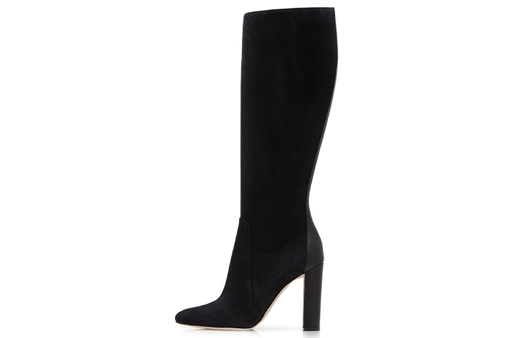 Manolo Blahnik Suede Knee-High Chunky Boots 'Black' 321-1943-0001