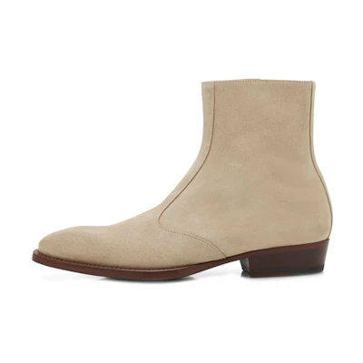 Manolo Blahnik Zippered Ankle Boot 'Cream'