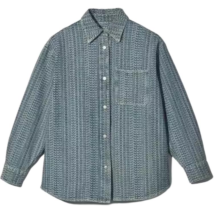 MARC JACOBS FW23 Striped Print Button-Up Loose Fit Jacket Unisex Blue 2P3RTP001D02