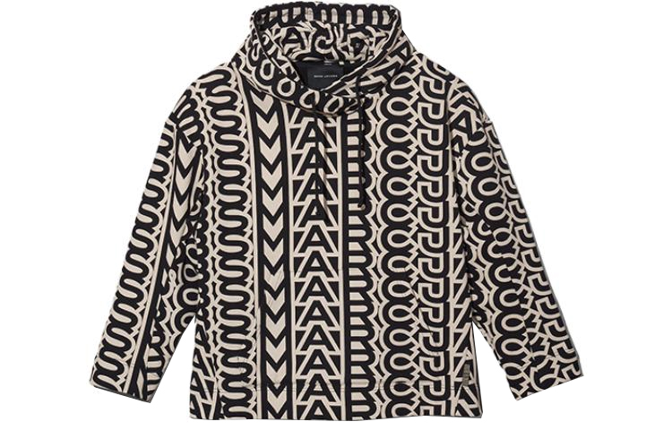 MARC JACOBS SS23 Logo Print Hoodie Unisex Black White 2P3RTP032C03004