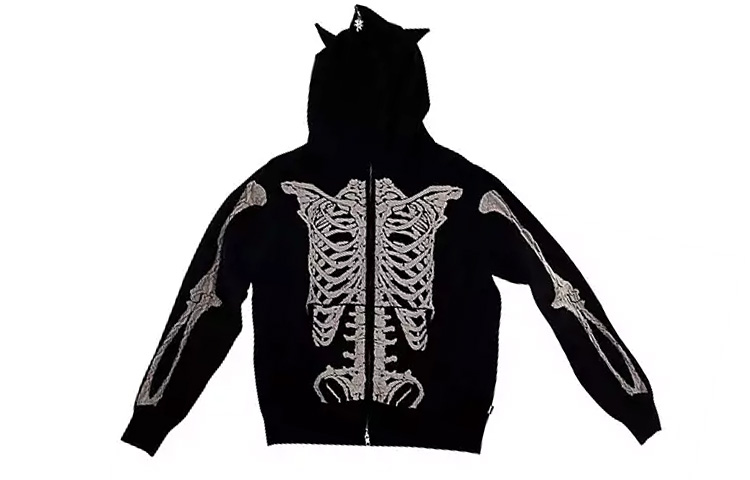 MARC JACOBS SS23 Skull Knit Zip Hoodie Black Unisex 3S3RTP018K02