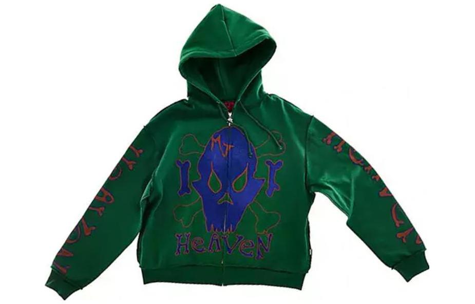 MARC JACOBS SS23 Skull Print Hoodie Green Unisex Pullover 3S3RTP009C07