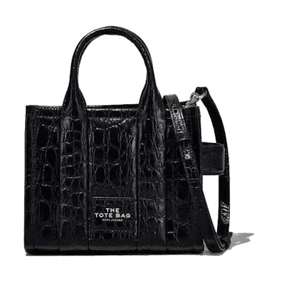 Marc Jacobs The Croc-Embossed Micro Tote Bag Black