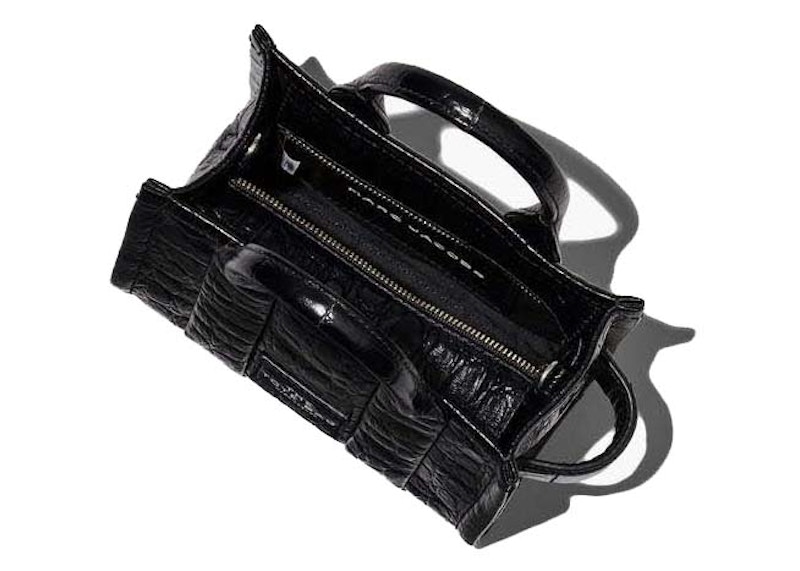 Order Marc Jacobs The Croc-Embossed Micro Tote Bag Black