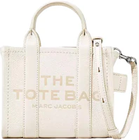 Marc Jacobs The Leather Micro Tote Bag Cotton/Silver Marc Jacobs The Leather Micro Tote Bag Cotton/Silver