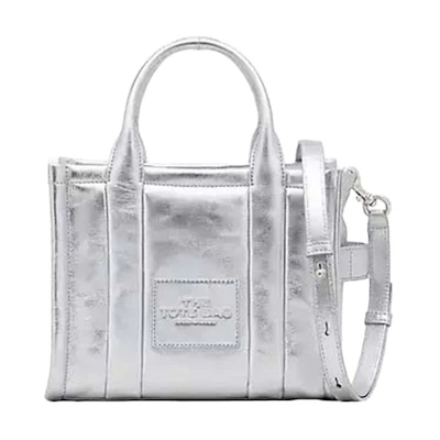 Marc Jacobs The Metallic Leather Small Tote Bag Silver