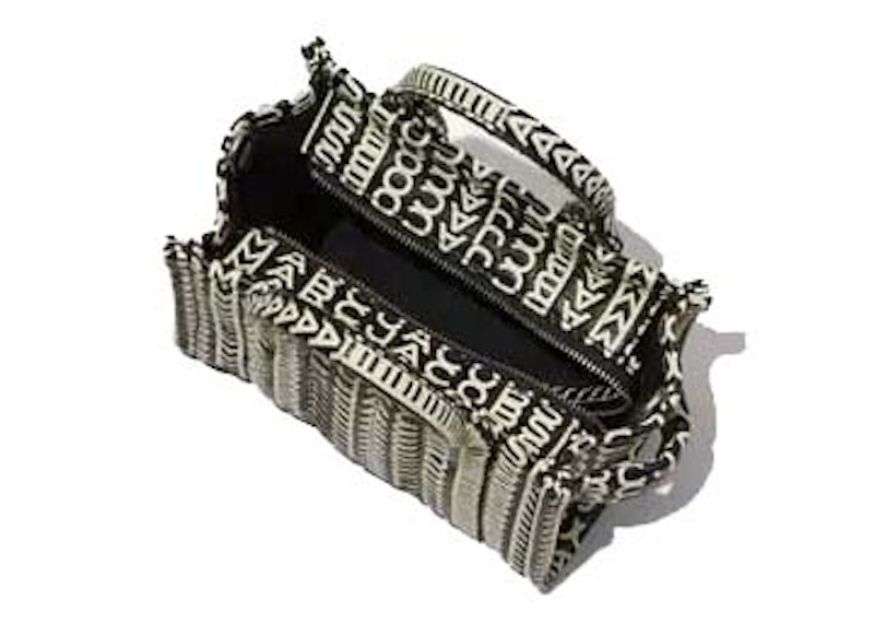 Order Marc Jacobs El Micro Tote de Cuero Monogramado Negro/Blanco