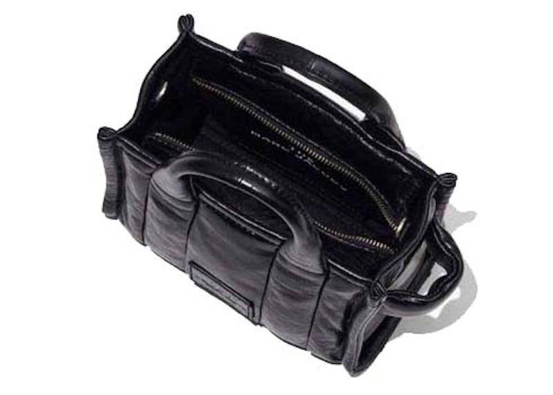 Order Marc Jacobs 黑色亮面皺褶微型托特包