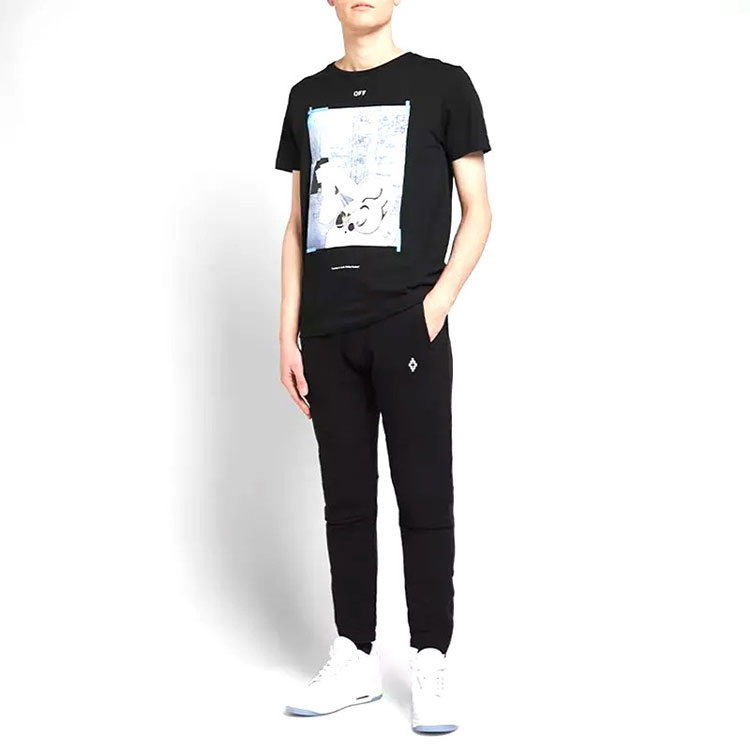 Purchase Marcelo Burlon Seluar Lurus Hitam Kapas Kasual Lelaki. CMCH013R196301011001