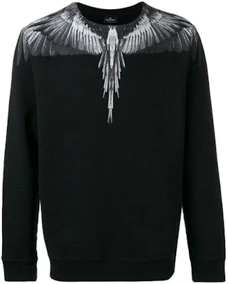 Marcelo Burlon 黑色羽毛印花絨面連帽運動衫 CMBA009F185060621006 Order Marcelo Burlon 黑色羽毛印花絨面連帽運動衫 CMBA009F185060621006