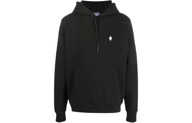 Order Marcelo Burlon 黑色刺绣Logo连帽卫衣 CMBB007E20FLE0111001