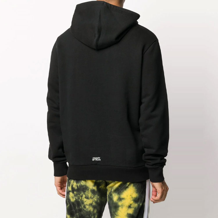 Shop Marcelo Burlon 黑色刺绣Logo连帽卫衣 CMBB007E20FLE0111001