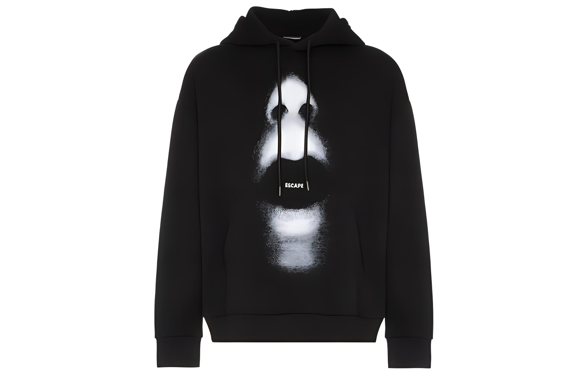 Marcelo Burlon  Black Hoodie with Mouth Print Design. CMBB064E196300231006