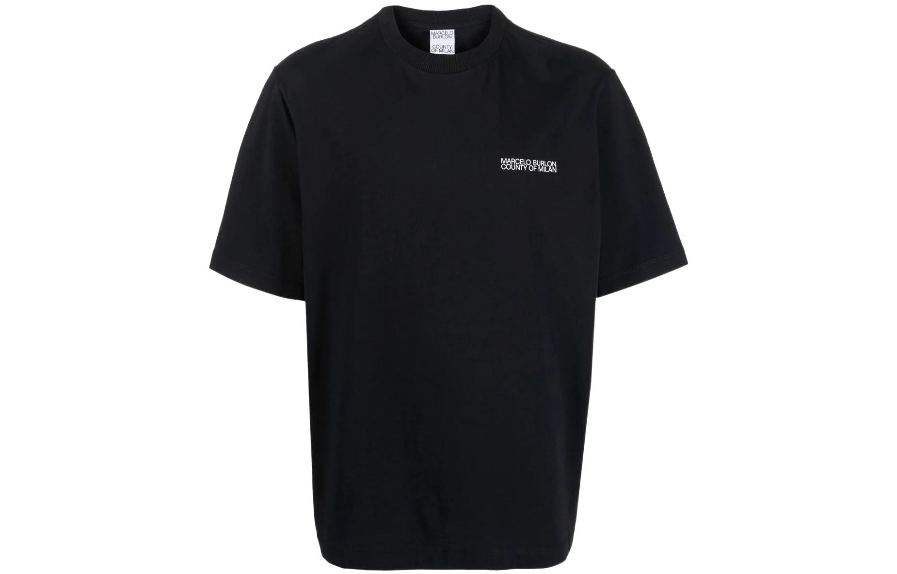 Order Camiseta Negra de Manga Corta con Estampado Marcelo Burlon. CMAA054C99JER0011001