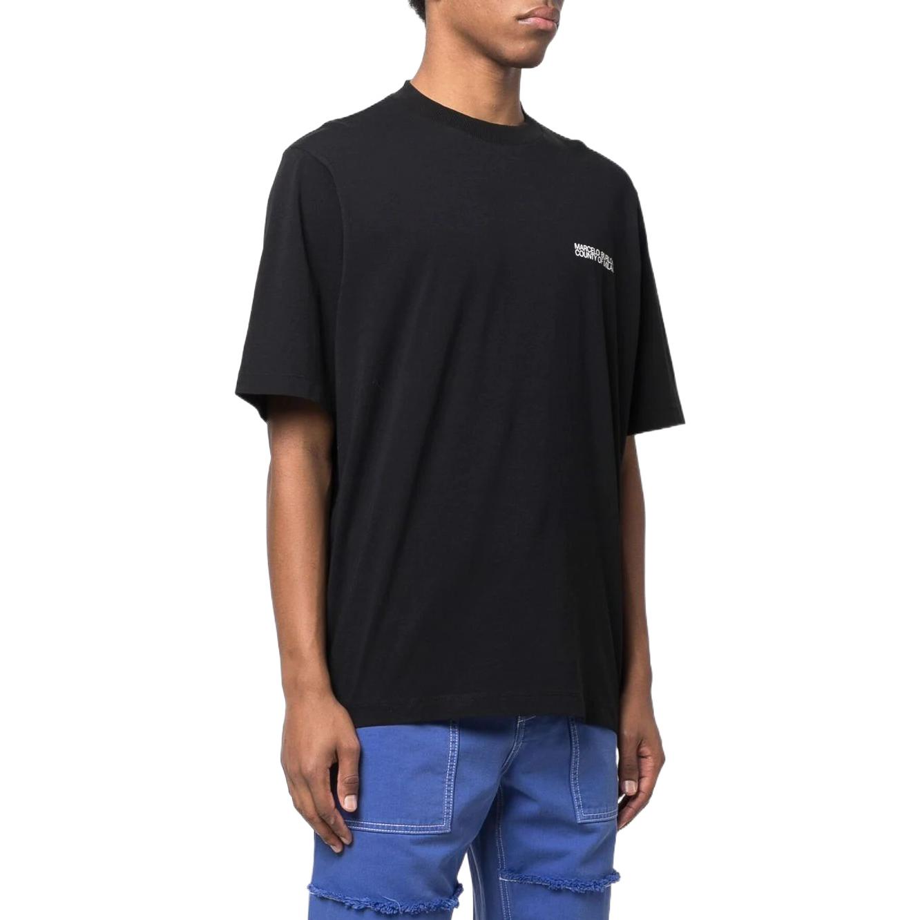 Shop Camiseta Negra de Manga Corta con Estampado Marcelo Burlon. CMAA054C99JER0011001