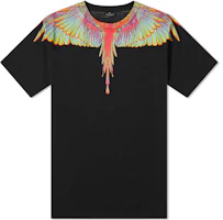 Marcelo Burlon Black T-Shirt with Fluorescent Wing Print. CMAA018R20JER0081040 Marcelo Burlon Black T-Shirt with Fluorescent Wing Print. CMAA018R20JER0081040