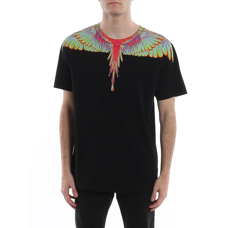 Details for Camiseta Marcelo Burlon Negra con Estampado de Alas Fluorescentes. CMAA018R20JER0081040