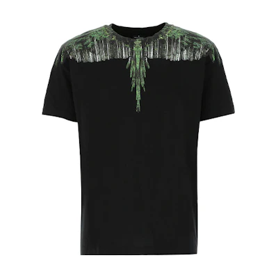 Marcelo Burlon Black T-Shirt with Wing Print Design. CMAA018R20JER0191055